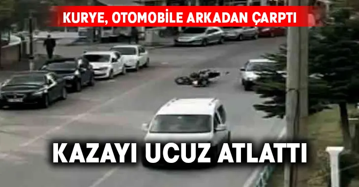 Kütahya’da motosikletli kurye otomobile