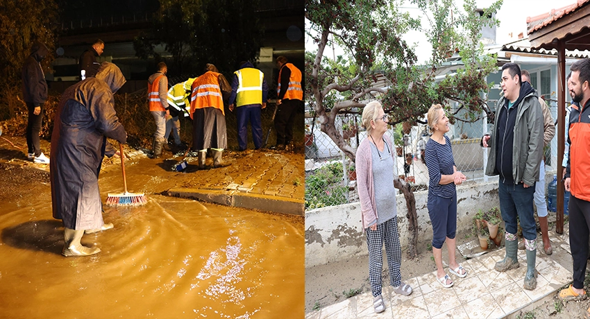 İzmir’deki yoğun yağış Çeşme’yi