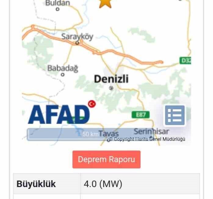 Denizli'de merkez üssü Güney