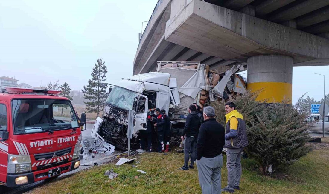 AFYONKARAHİSAR’DA KONTROLDEN ÇIKAN TIR